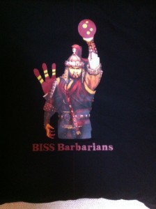 This is the back of my bowling team shirt.  BARBARIANS RULE!